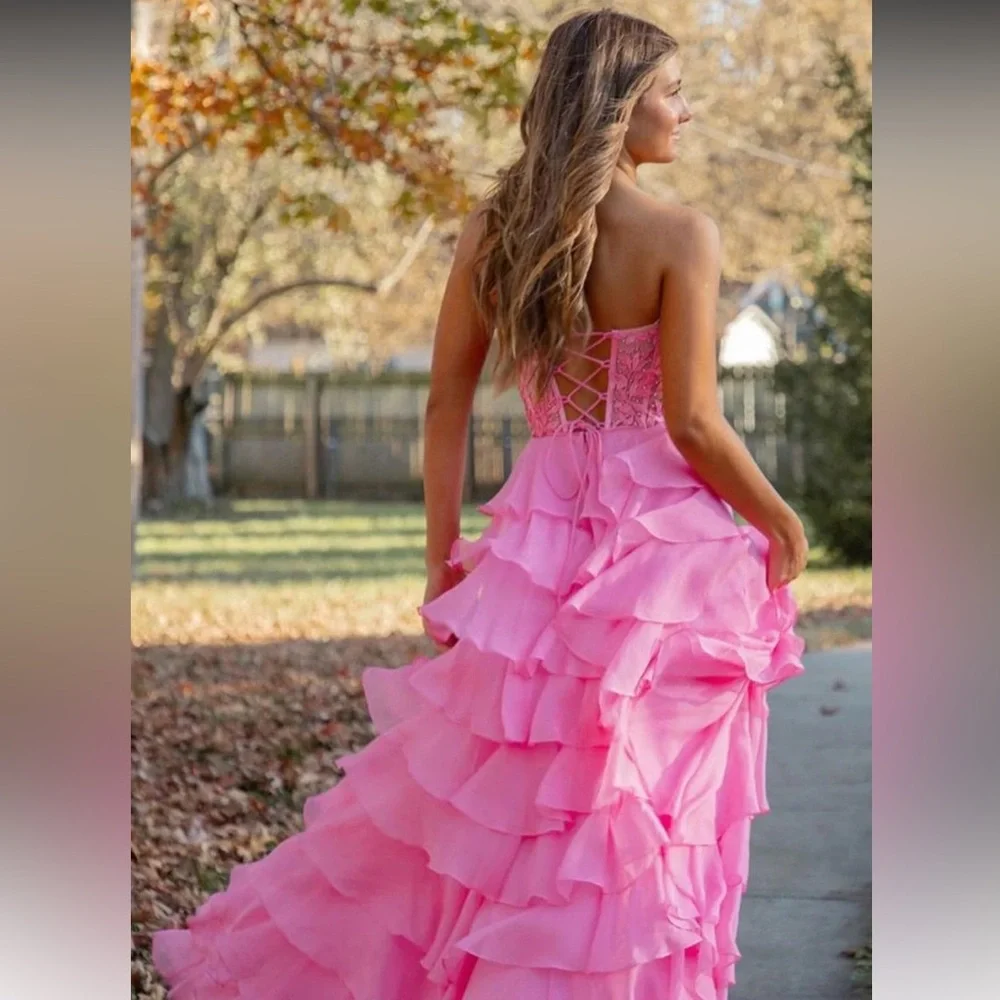 Strapless Ruffle Prom Dress - Picture 2 of 11